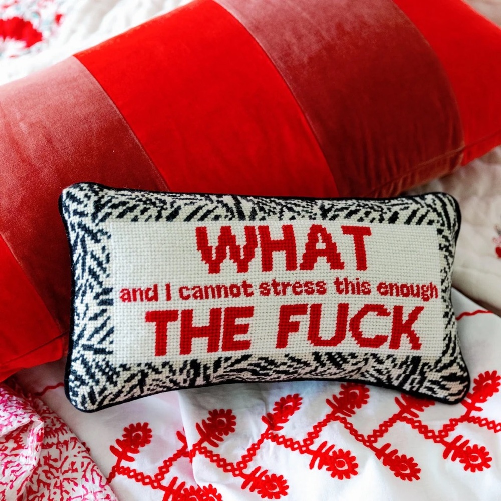 Furbish Studio WTF NEEDLEPOINT PILLOW